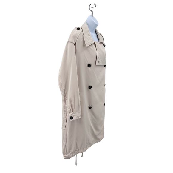 Allsaints Cream Lia Mac Trench Coat Duster Womens M Button Front Double Breasted - Picture 8 of 14